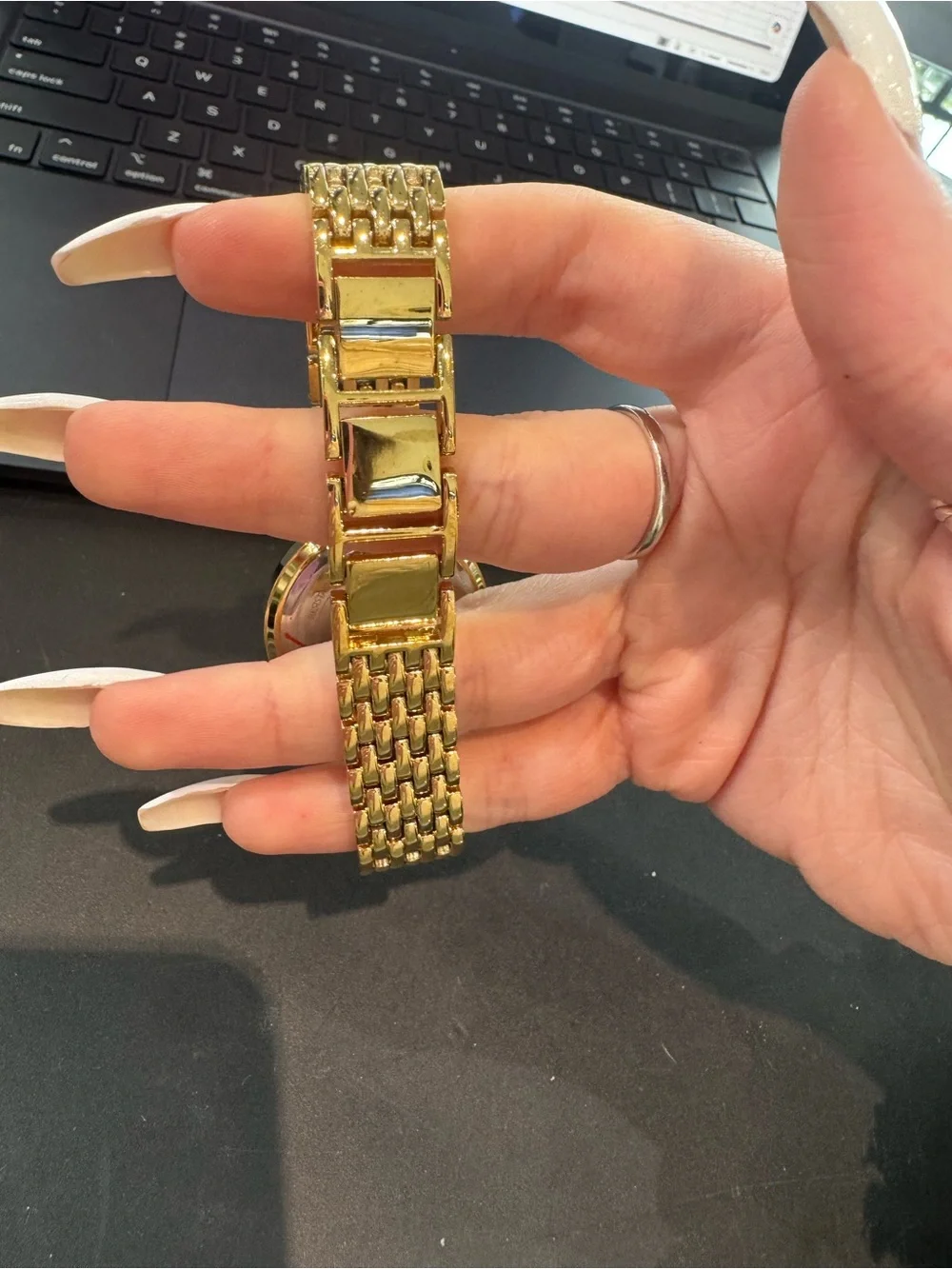 NWT DMQ Women’s Gold-Tone Round Dress Watch w/ Crystal Bezel & Bracelet